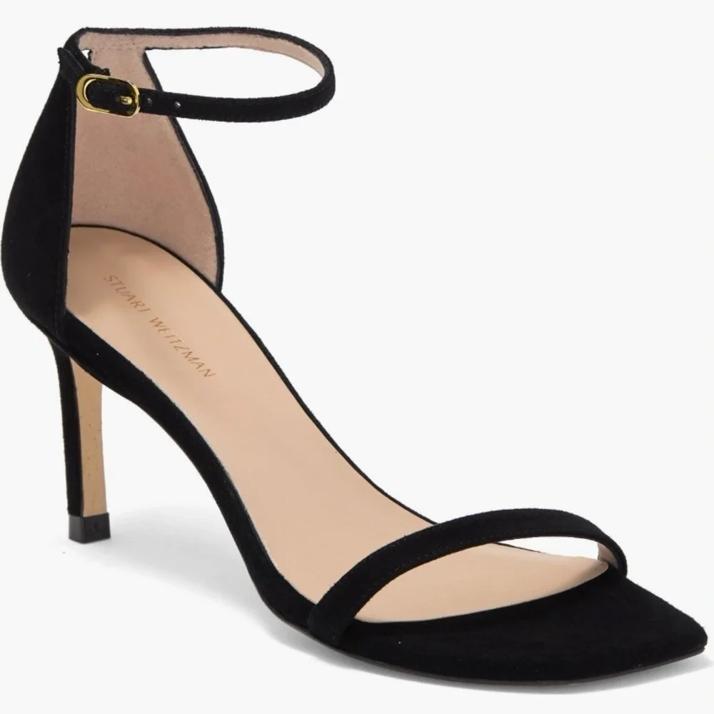 Stuart Weitzman Black Ankle Strap Sandals